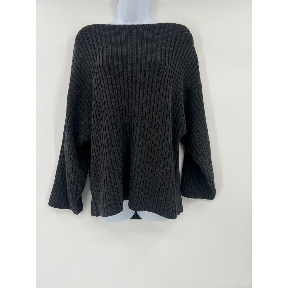 Lunya XS/S Charcoal Gray Ribbed Pima Cotton Alpaca Blend Sweater - Picture 1 of 7